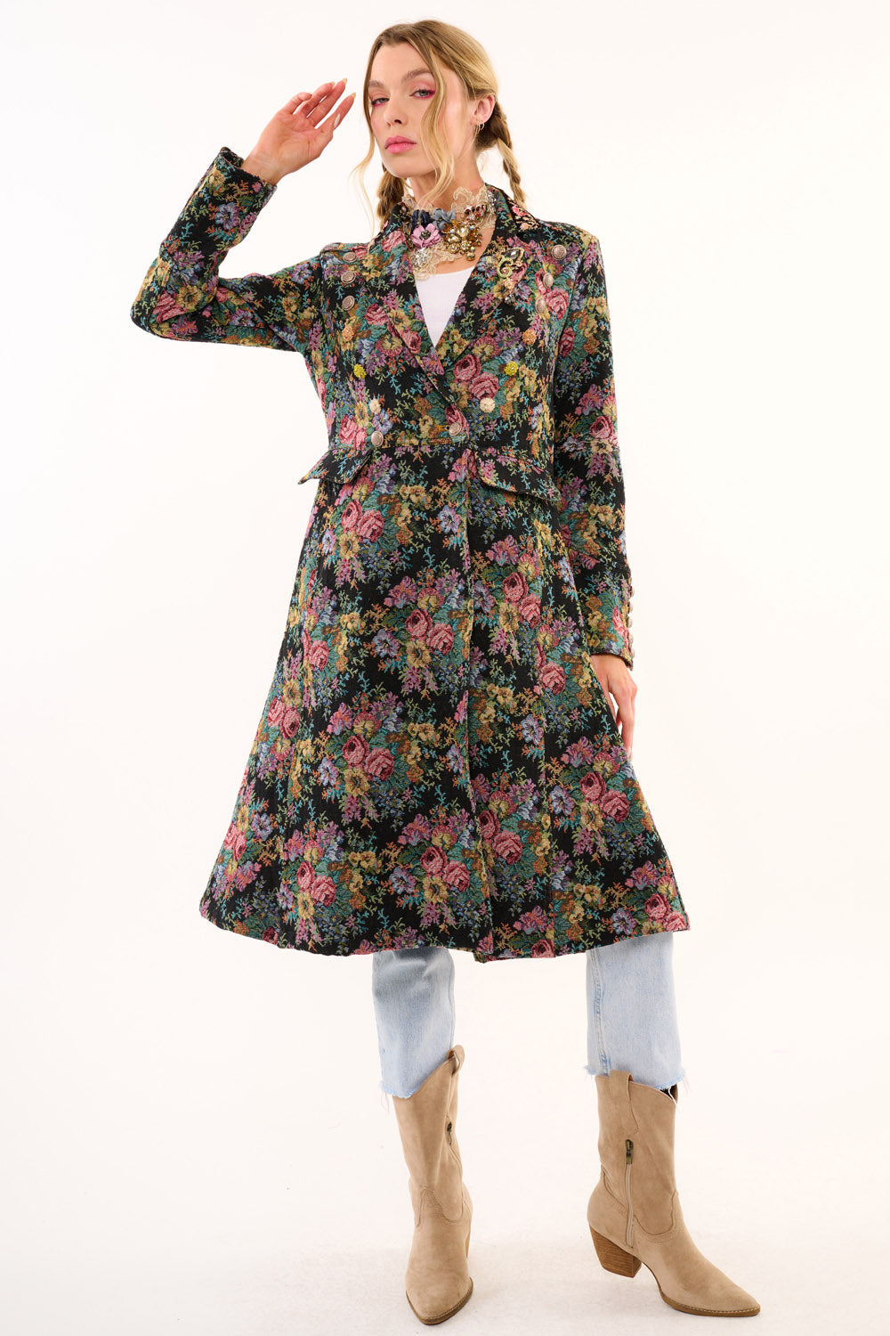 Enchanted Nature Jacquard Coat - La De Da