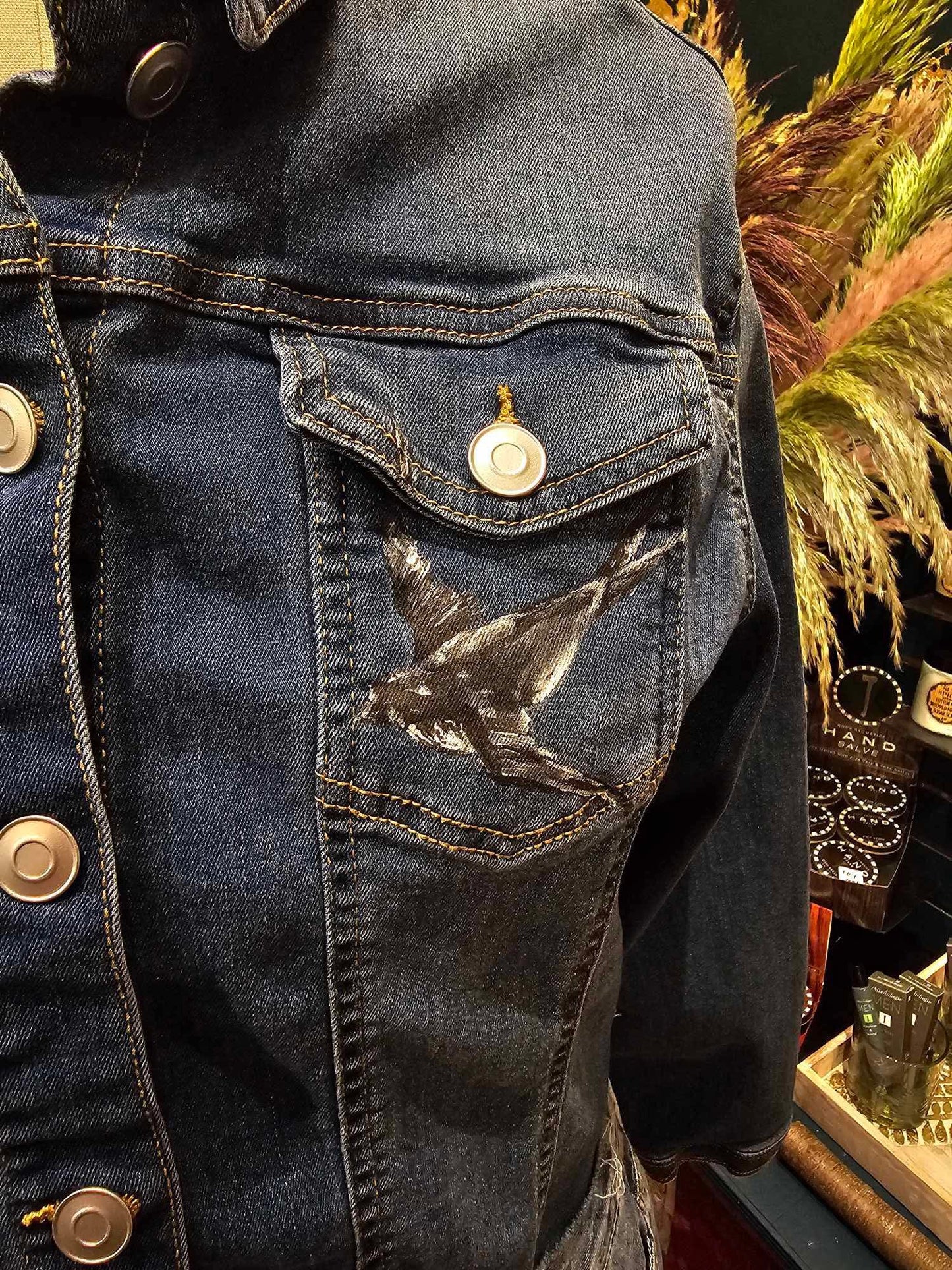 Cropped Denim Jacket- Handpainted & Upcycled - IH5*