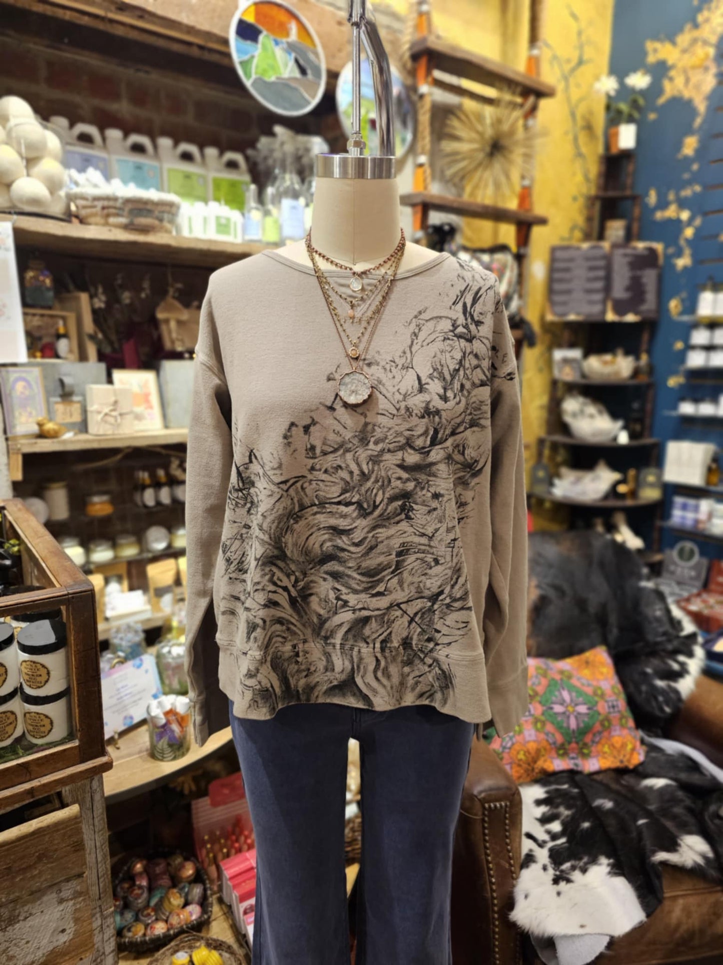 Painted Prairie Cotton Cropped Sweatshirt -Toobz Muir / Vanessa Lemen*