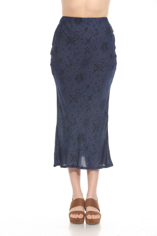 Celestial Bias Cut Skirt - Navy