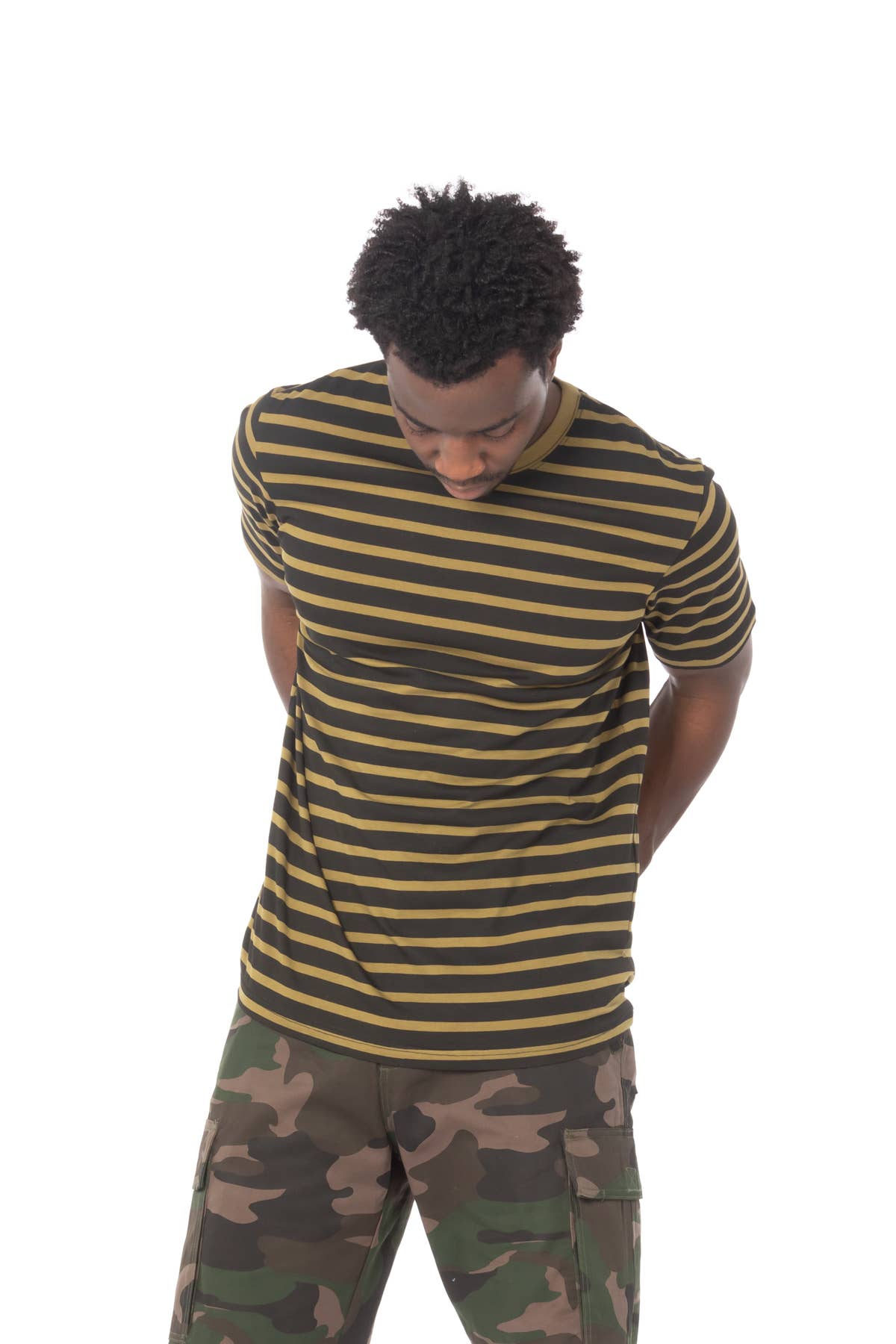 Hawks Bay Men's Stripe T-Shirt - OLIVE