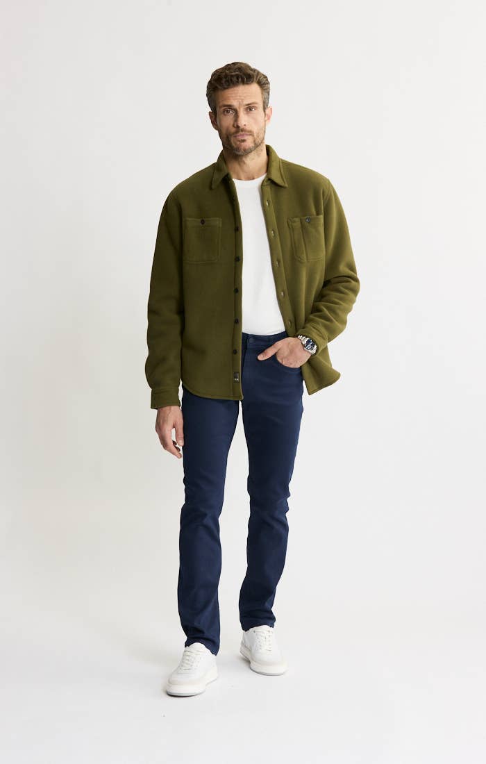 Sherpa Bonded Polar Fleece Shirt Jacket - Olive