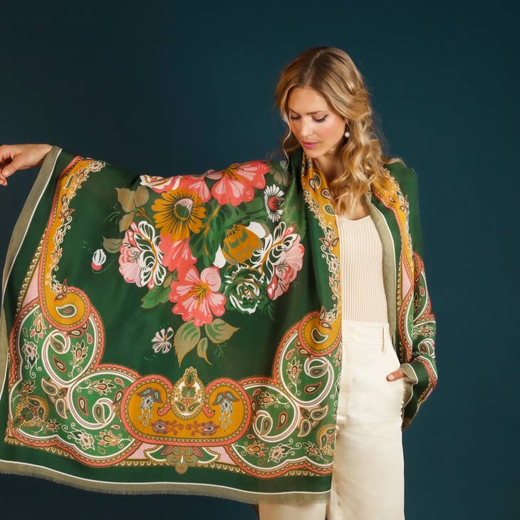 Print Folk Art Floral Scarf - La De Da