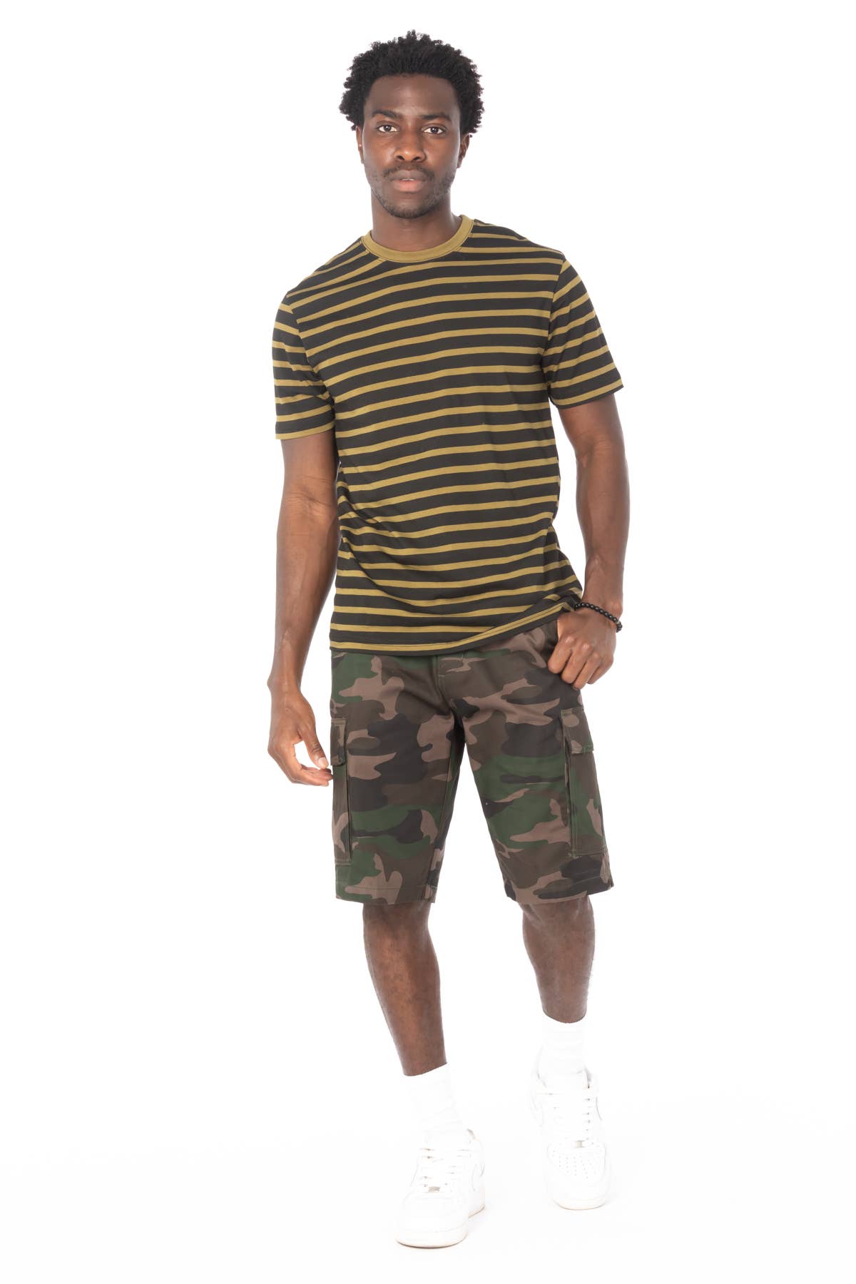 Hawks Bay Men's Stripe T-Shirt - OLIVE