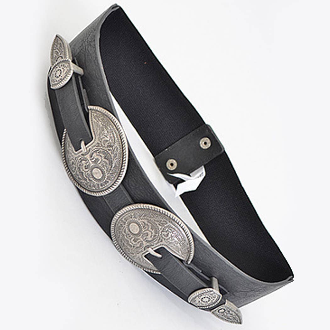 Thick Belt With Circle Antique Emblems