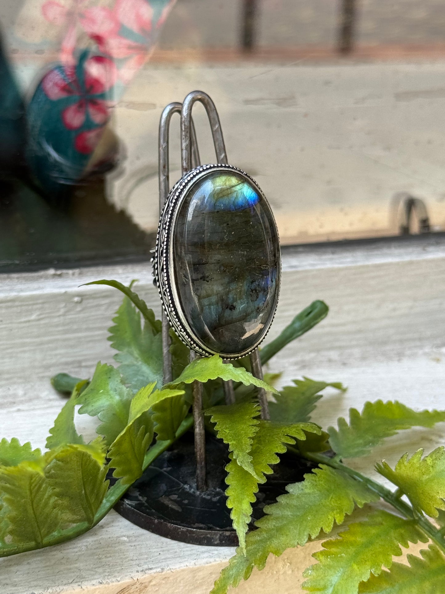 Labradorite Multi Flash Silver Ring
