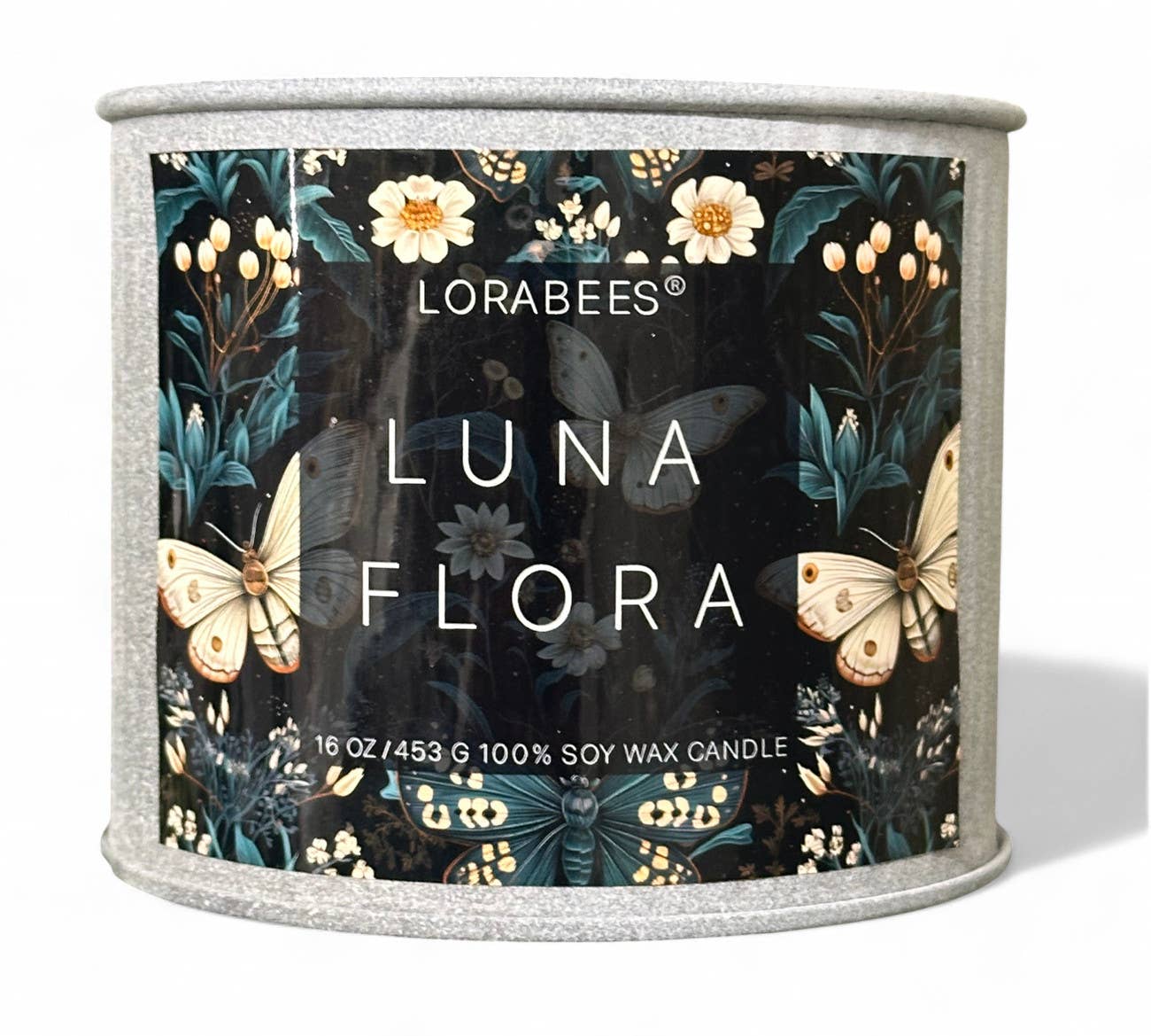 Jardin De Lune Noire Luna Flora 16 oz Ribbed Tin Soy Candle