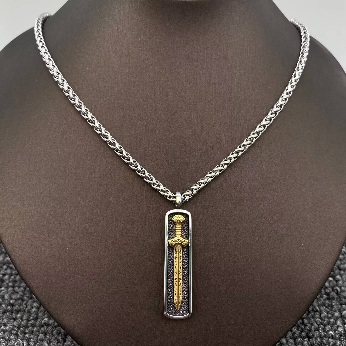 VIntage Viking Sword In The Box Charm Necklace