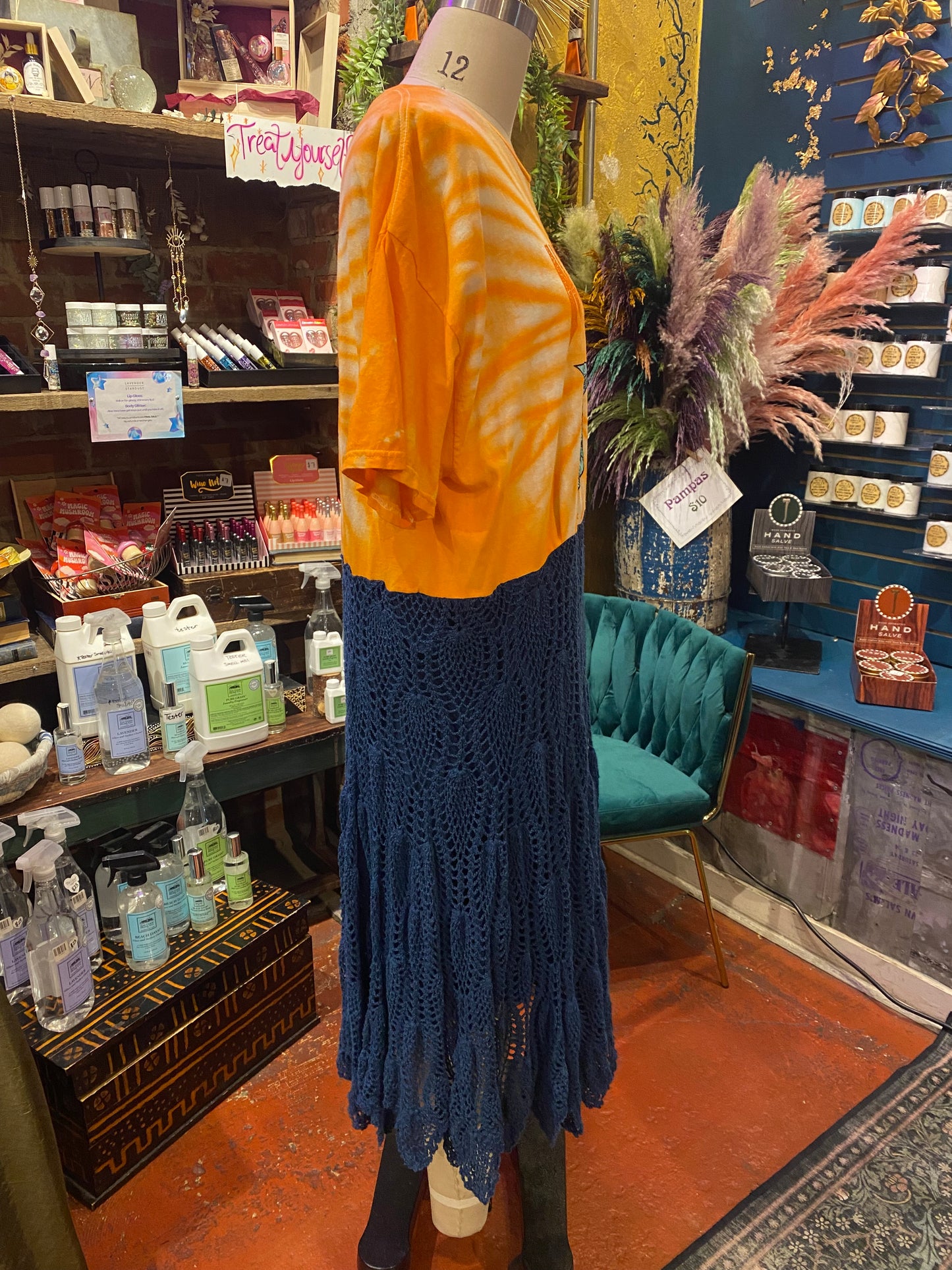 Curve, Orange/Blue Metallica Dress *#63