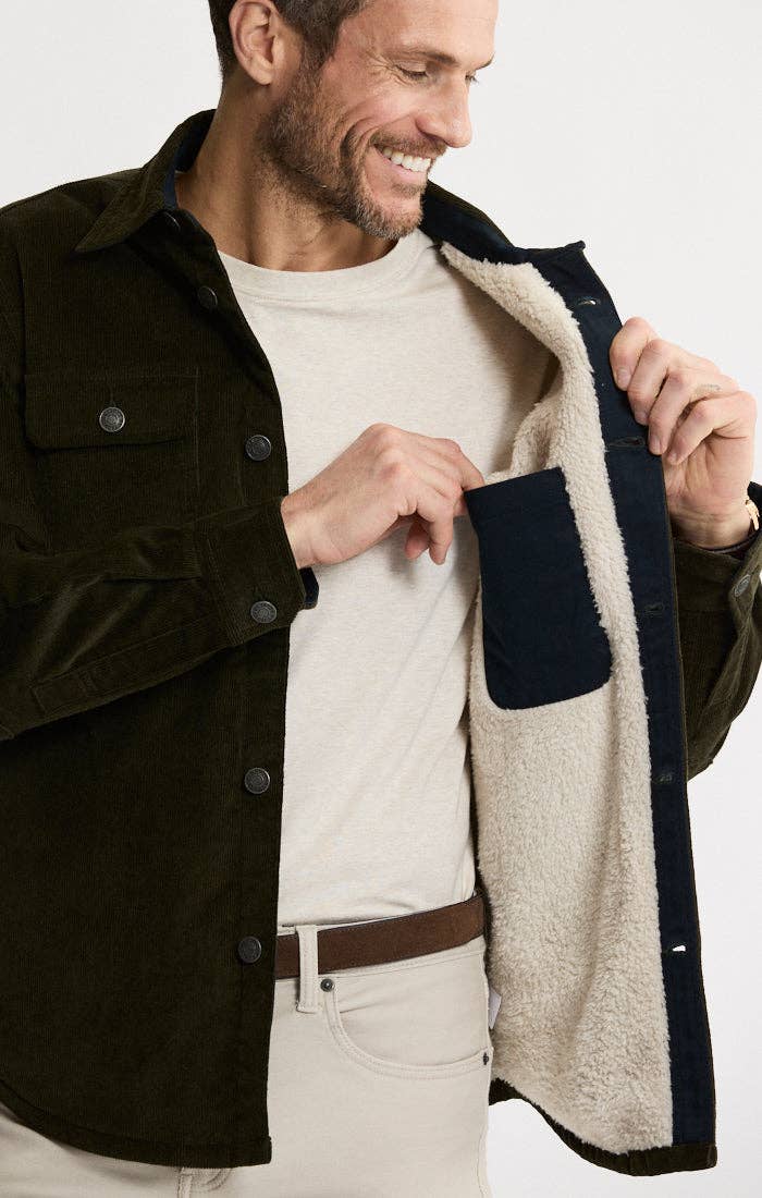 Concord Sherpa Lined Corduroy Shirt Jacket - Olive