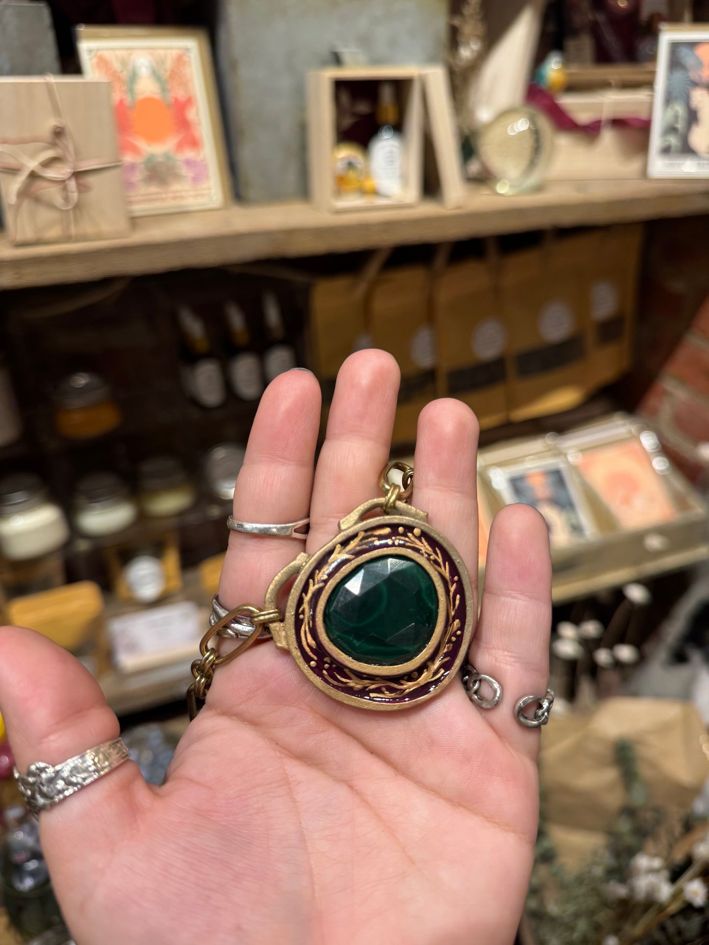 Handpainted Malachite Statement Necklace