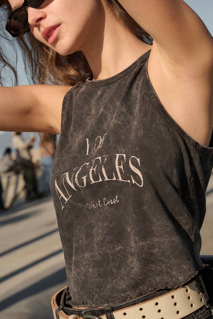 LA Mineral Washed Graphic Tank - La De Da