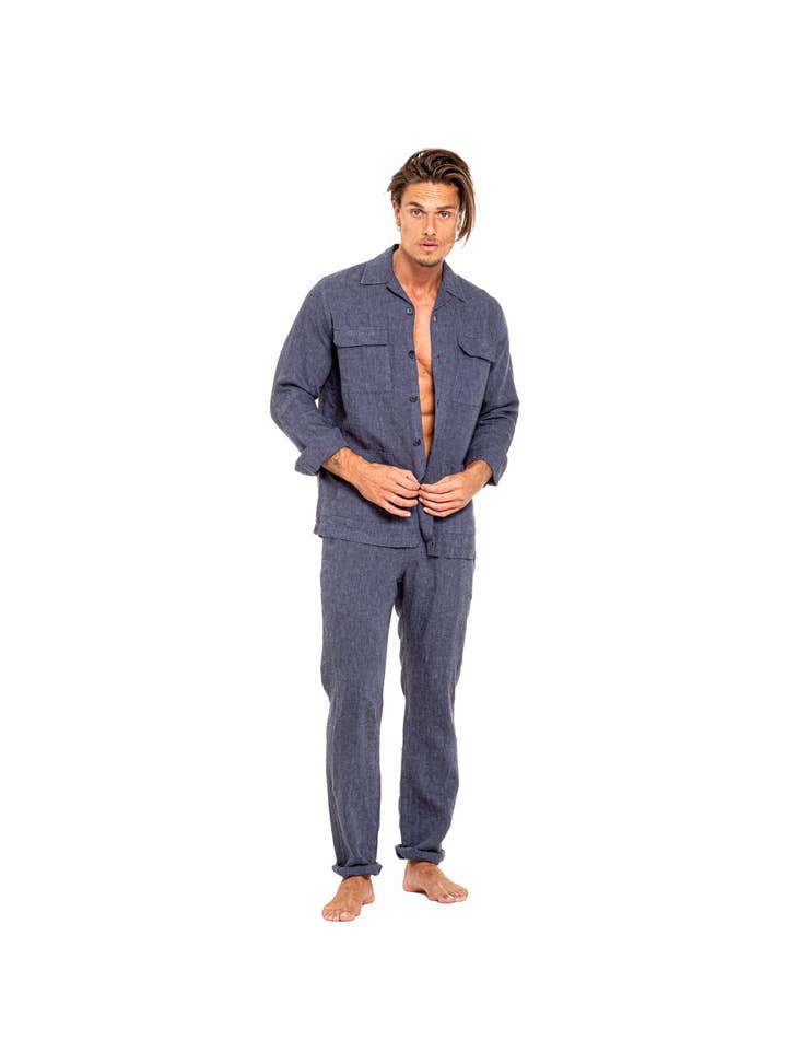 Linen Chore Shirt - Navy - La De Da