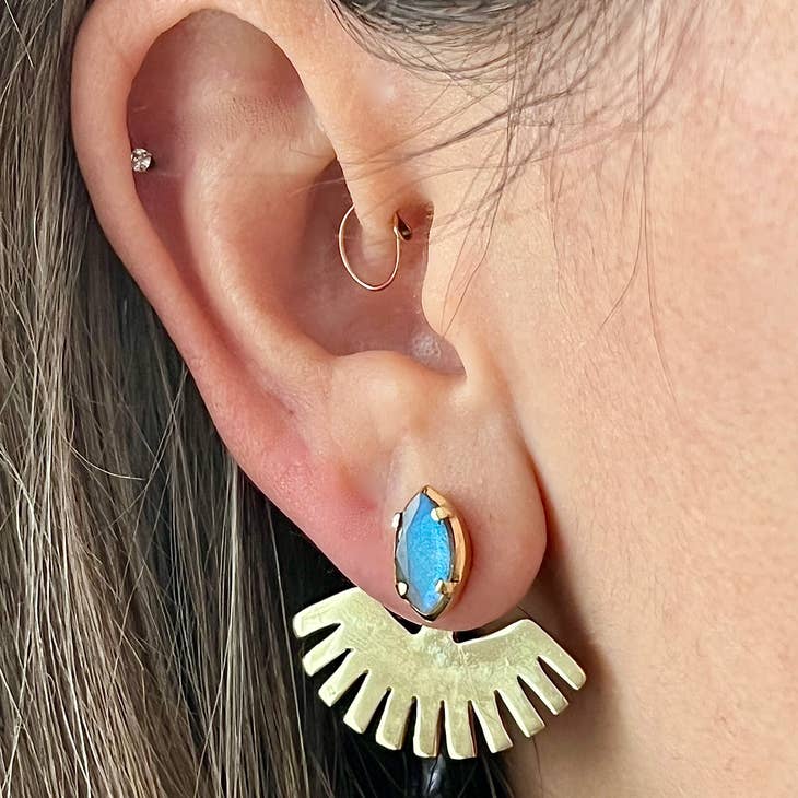 Brass Peekaboo Sun Design Ear Jacket - La De Da