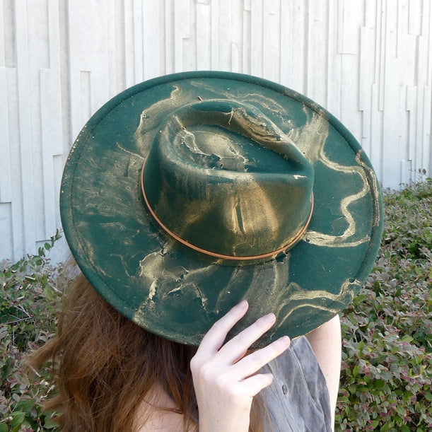 Forest Gold Marbled Wide Brim Hat - La De Da