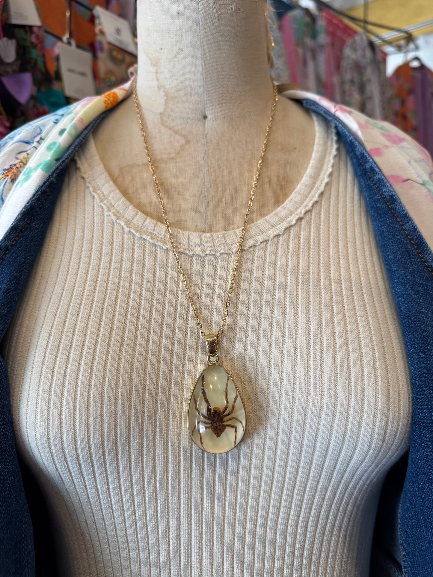Spider in Resin Pendant Necklace