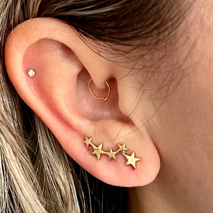Tiny Stars Brass Ear Climber - La De Da