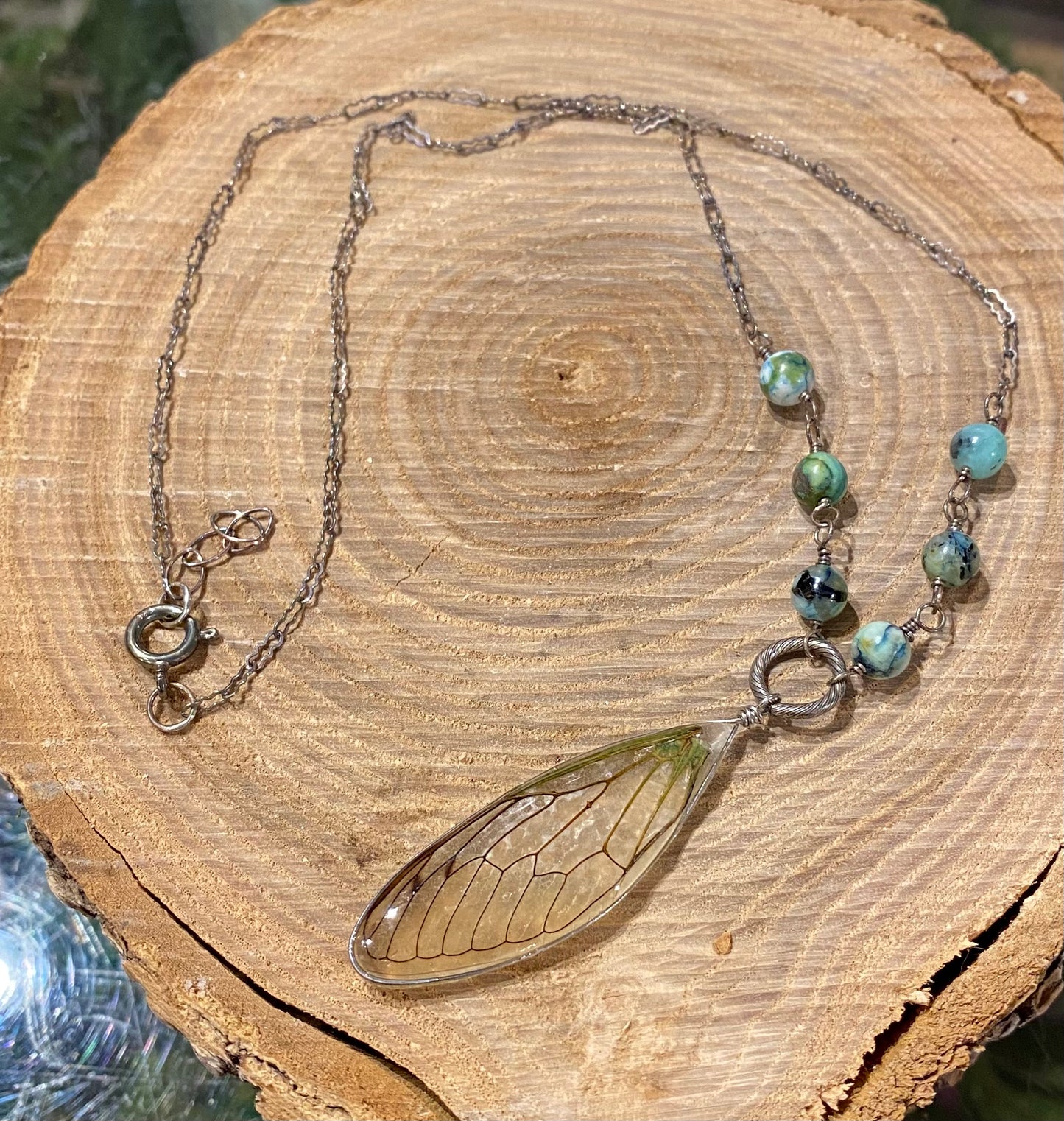 Cicada Wings w/ Chrysocolla Necklace *N255