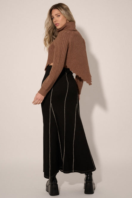 Inverted Seam Flared Maxi Skirt - La De Da