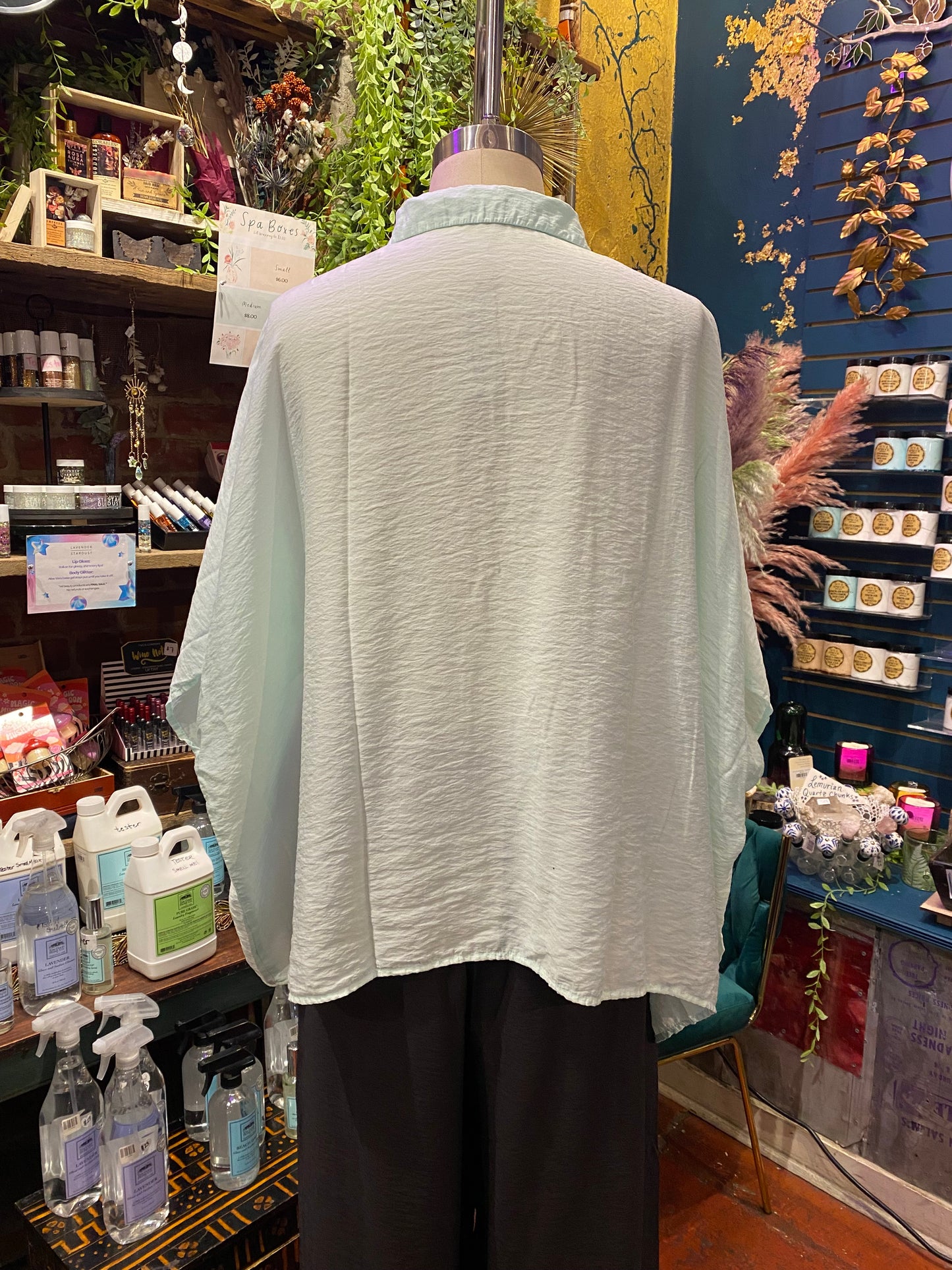 Oversized Button-Down Shirt - Fountain