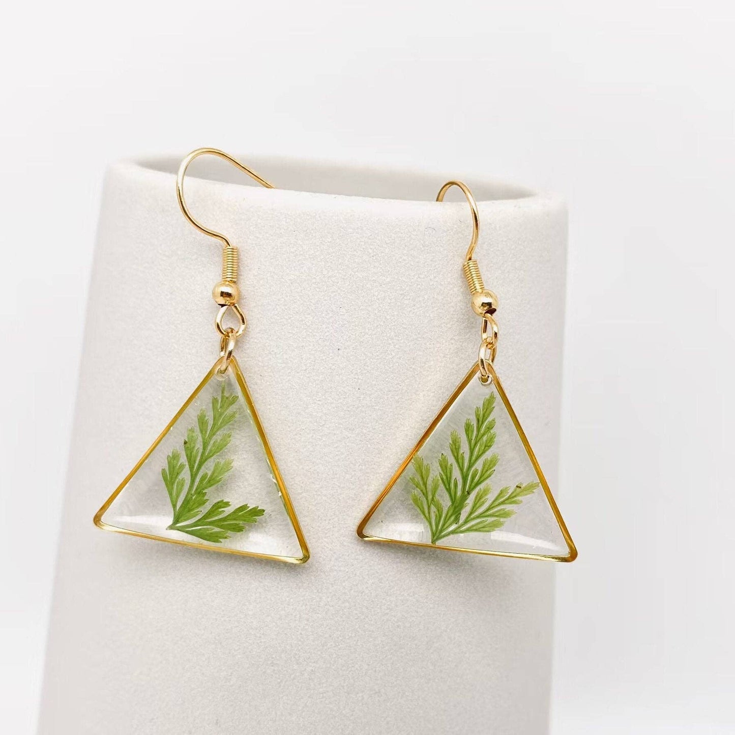 Dried Fern Leaves Pressed Plant Earrings