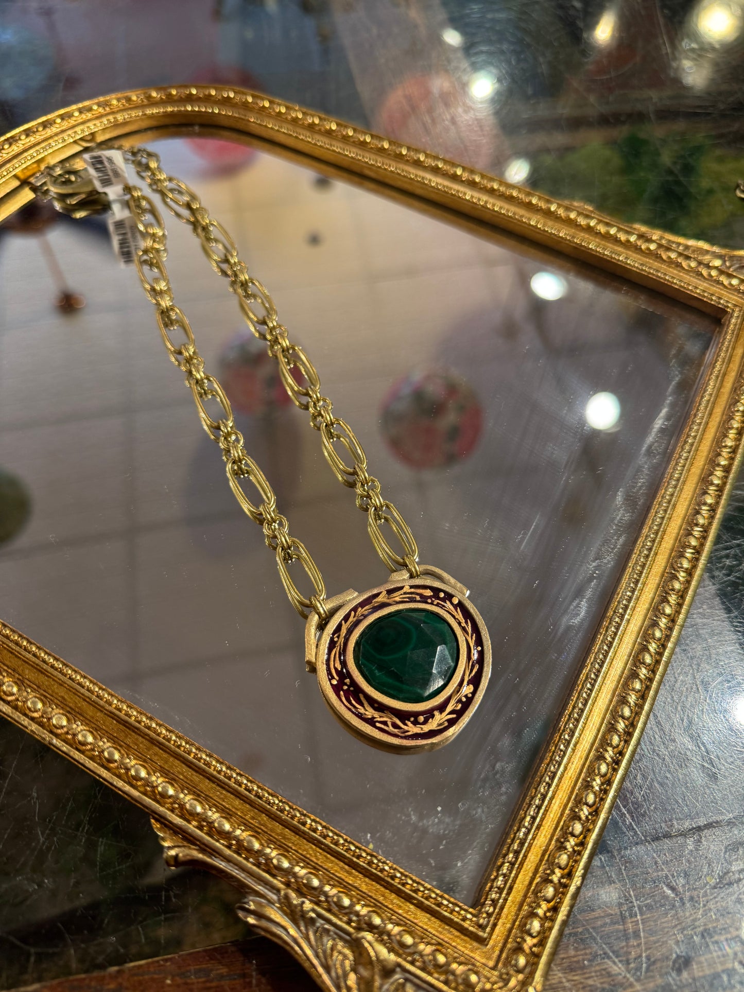 Handpainted Malachite Statement Necklace