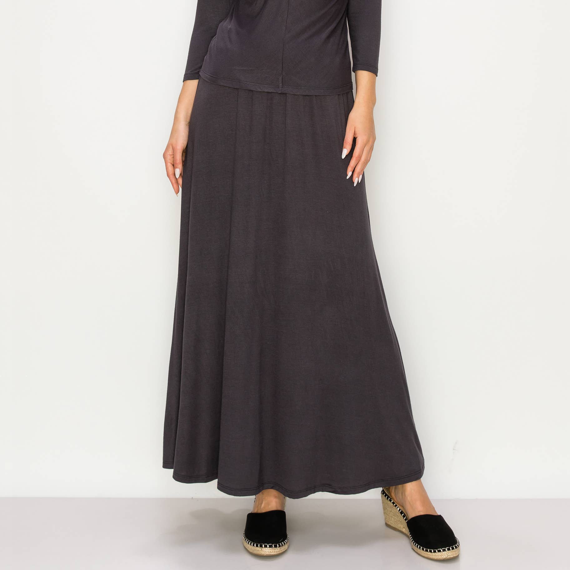 Elastic waist maxi outlet skirt grey