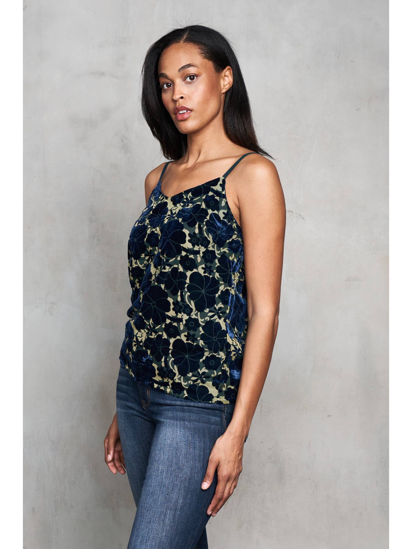 Burnout Velvet Cami - Teal