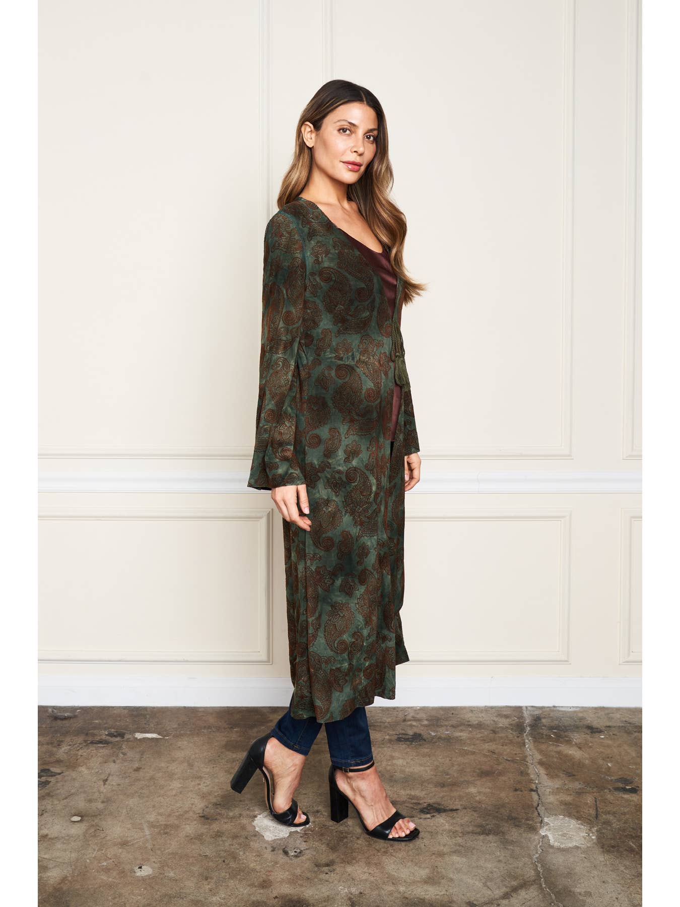 Flocked Kimono - Paisley