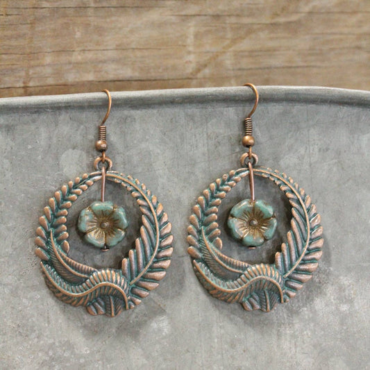 Sprouting New Leaves Patina Dangle Earrings
