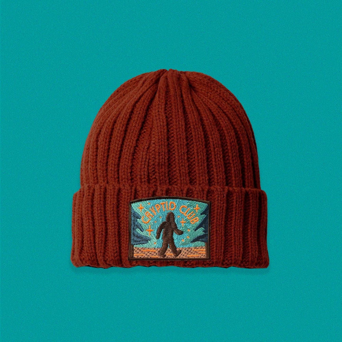 Bigfoot Cryptid Club Cable Knit Beanie - Rust