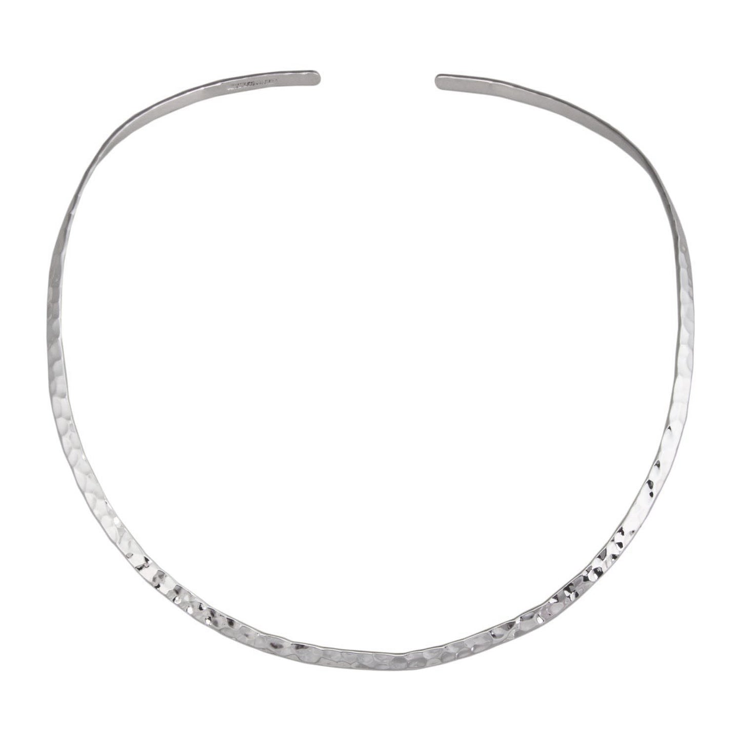 Silver Plated Hammered Open Round Collar