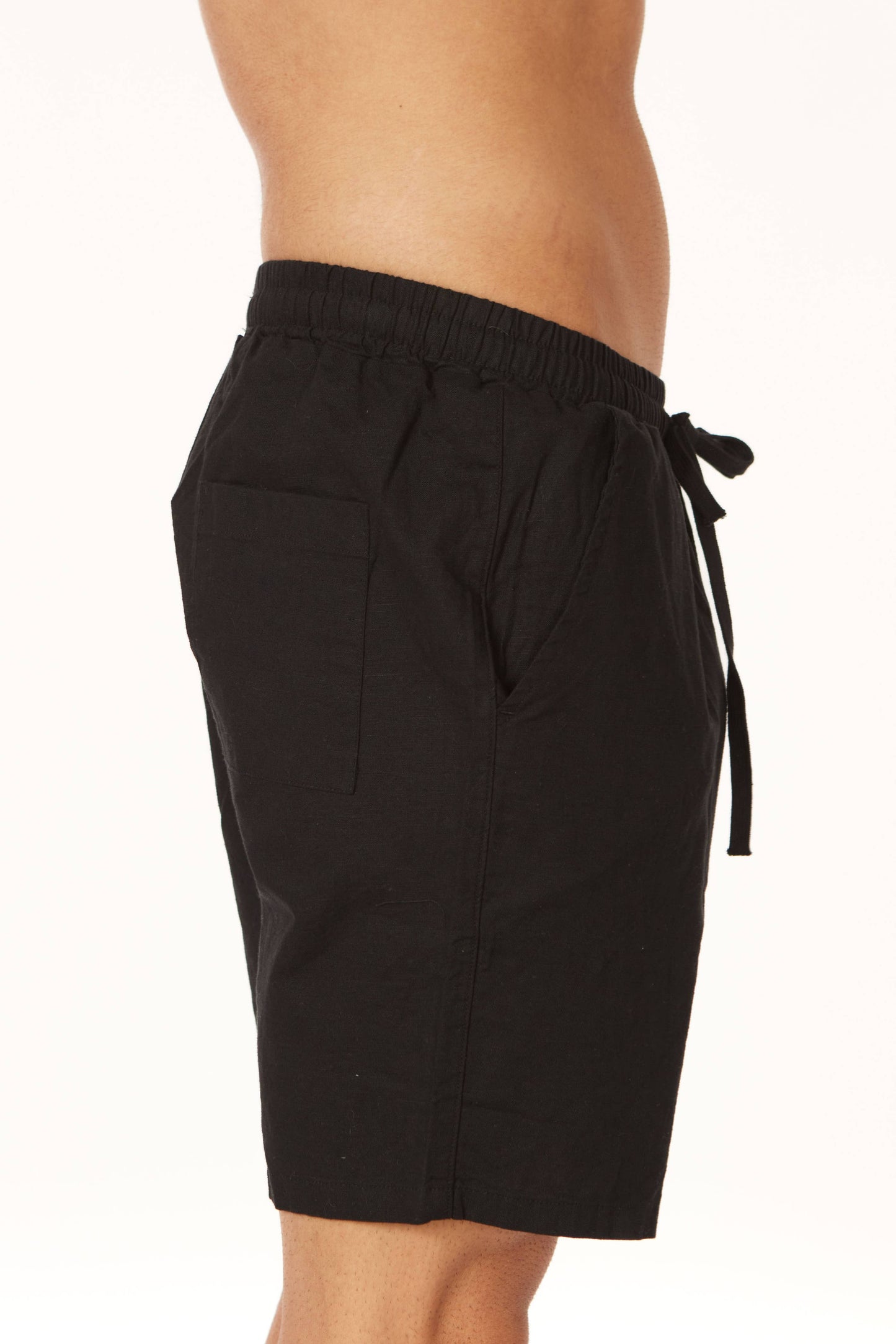 Men's Linen blend Shorts - Black