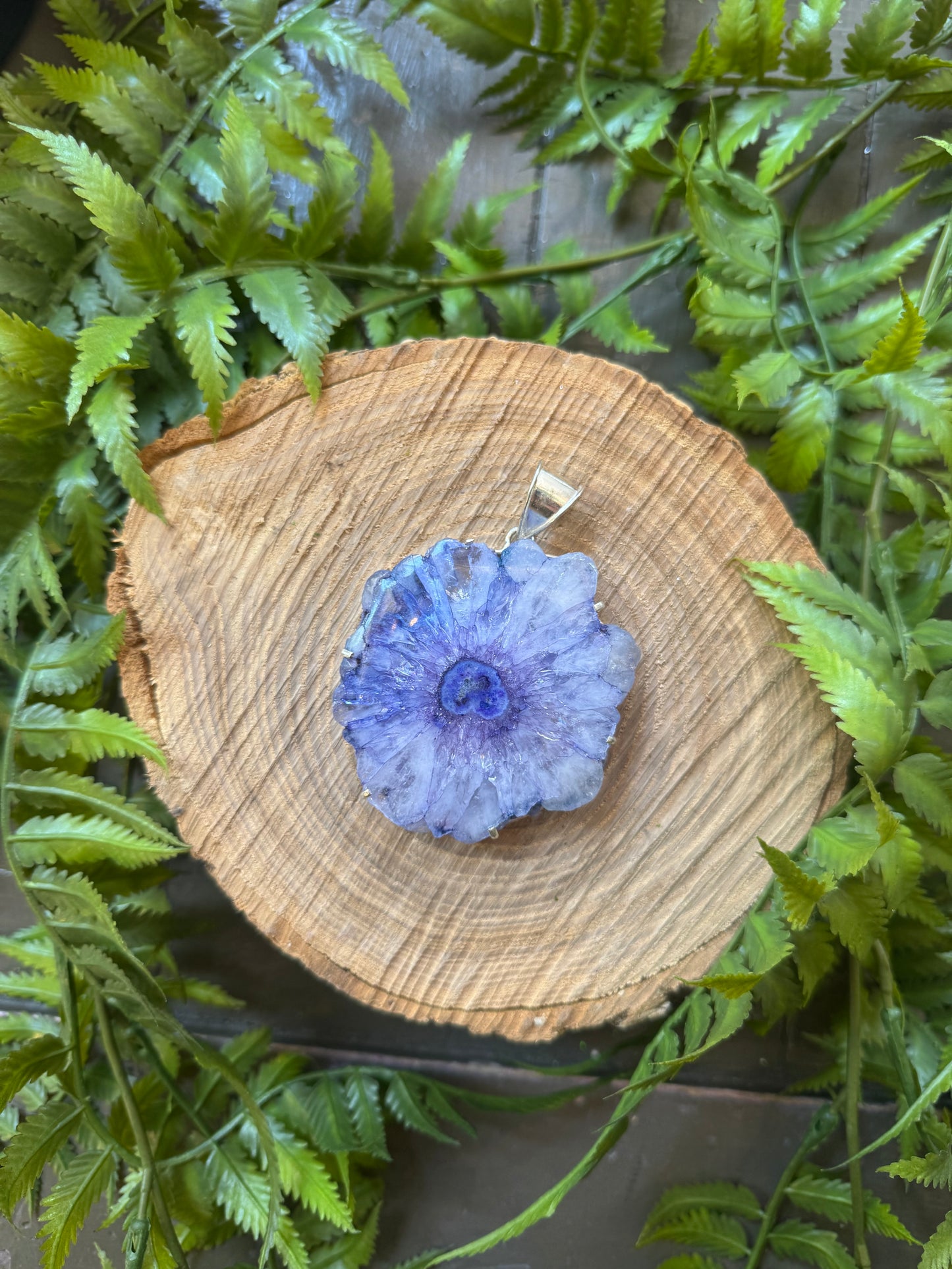 Dyed Large Purple Agate Slice Pendant