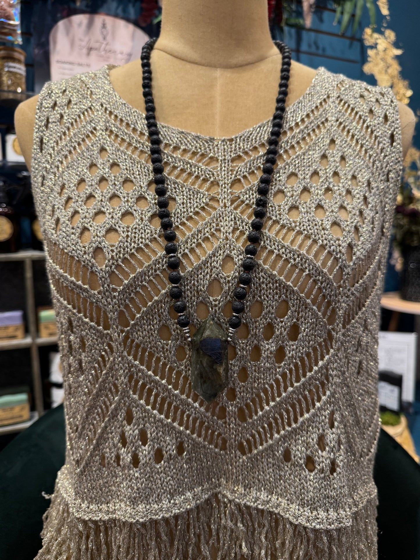 Vesuvius Lava and Labradorite Necklace