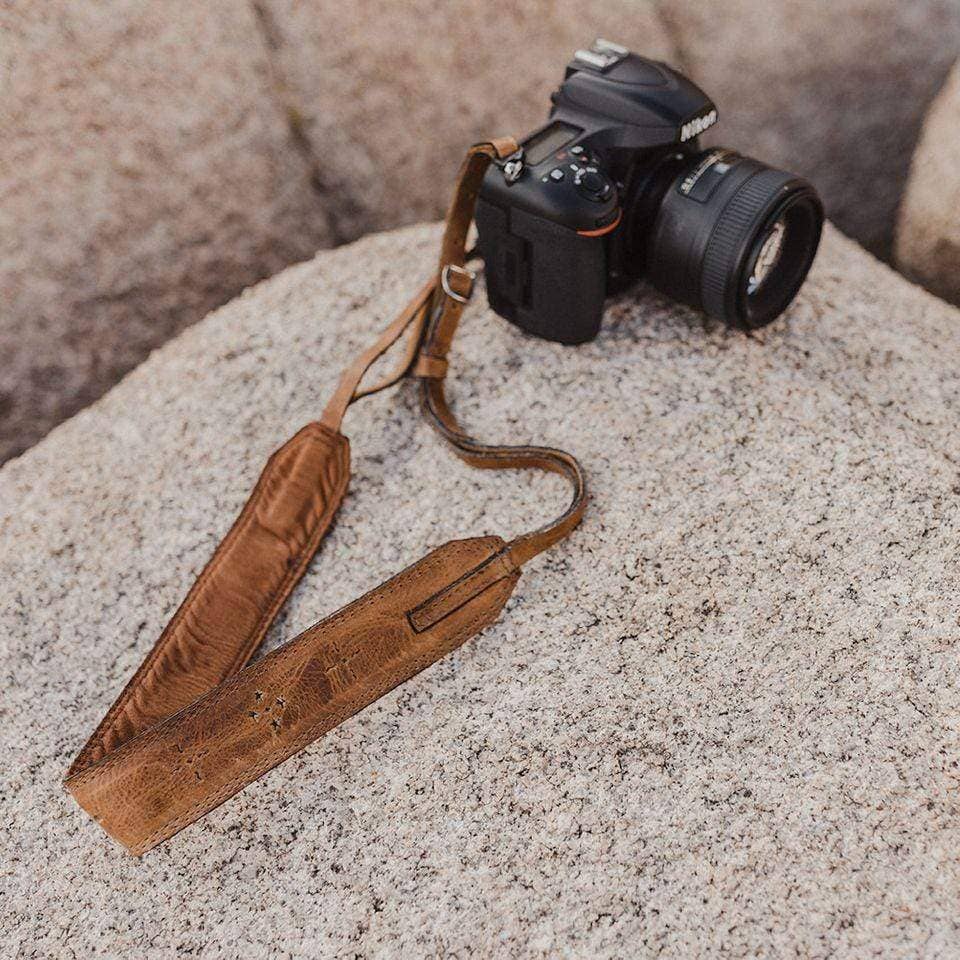 Light Brown Leather Camera Strap - Blonde