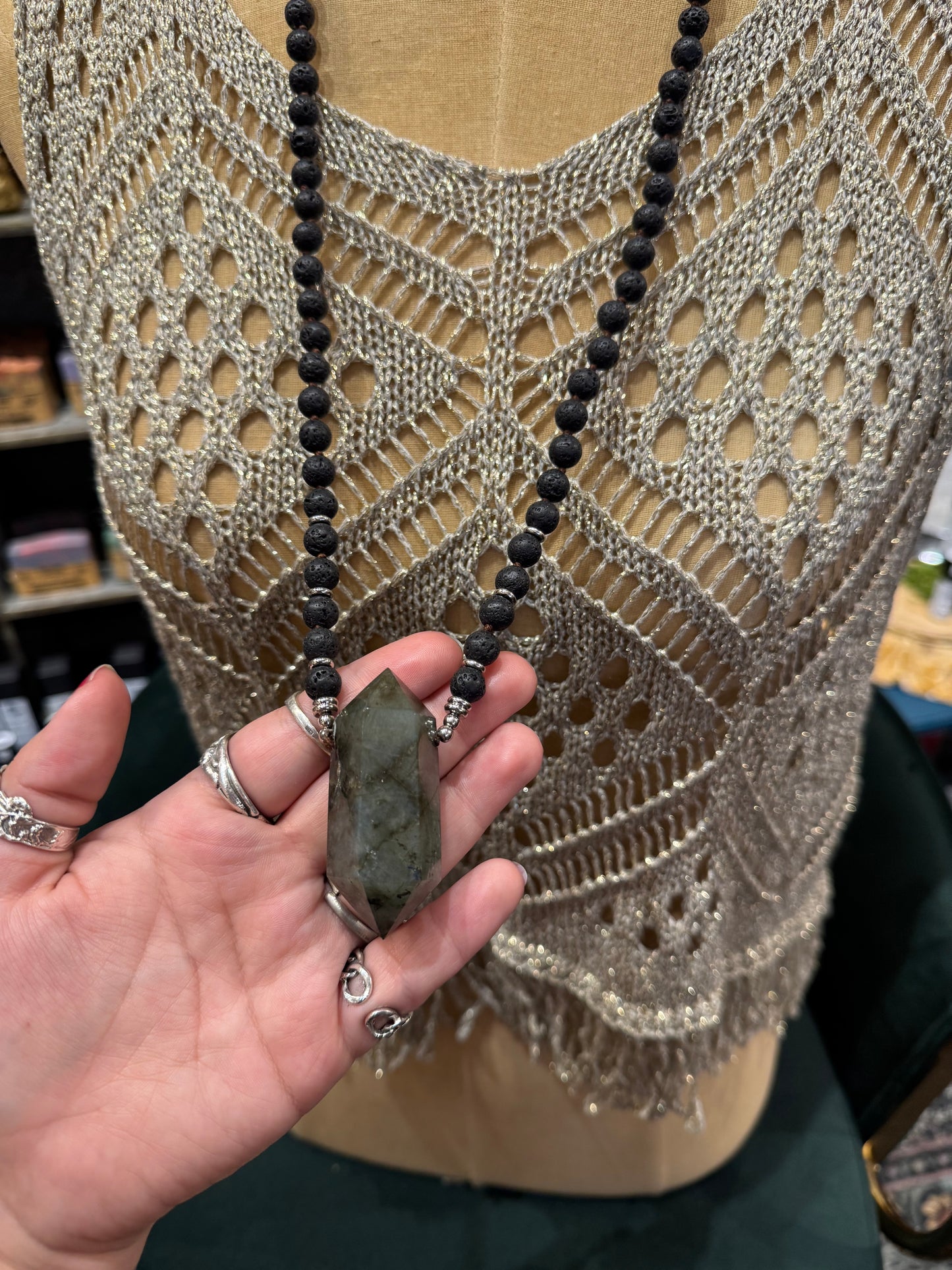 Vesuvius Lava and Labradorite Necklace