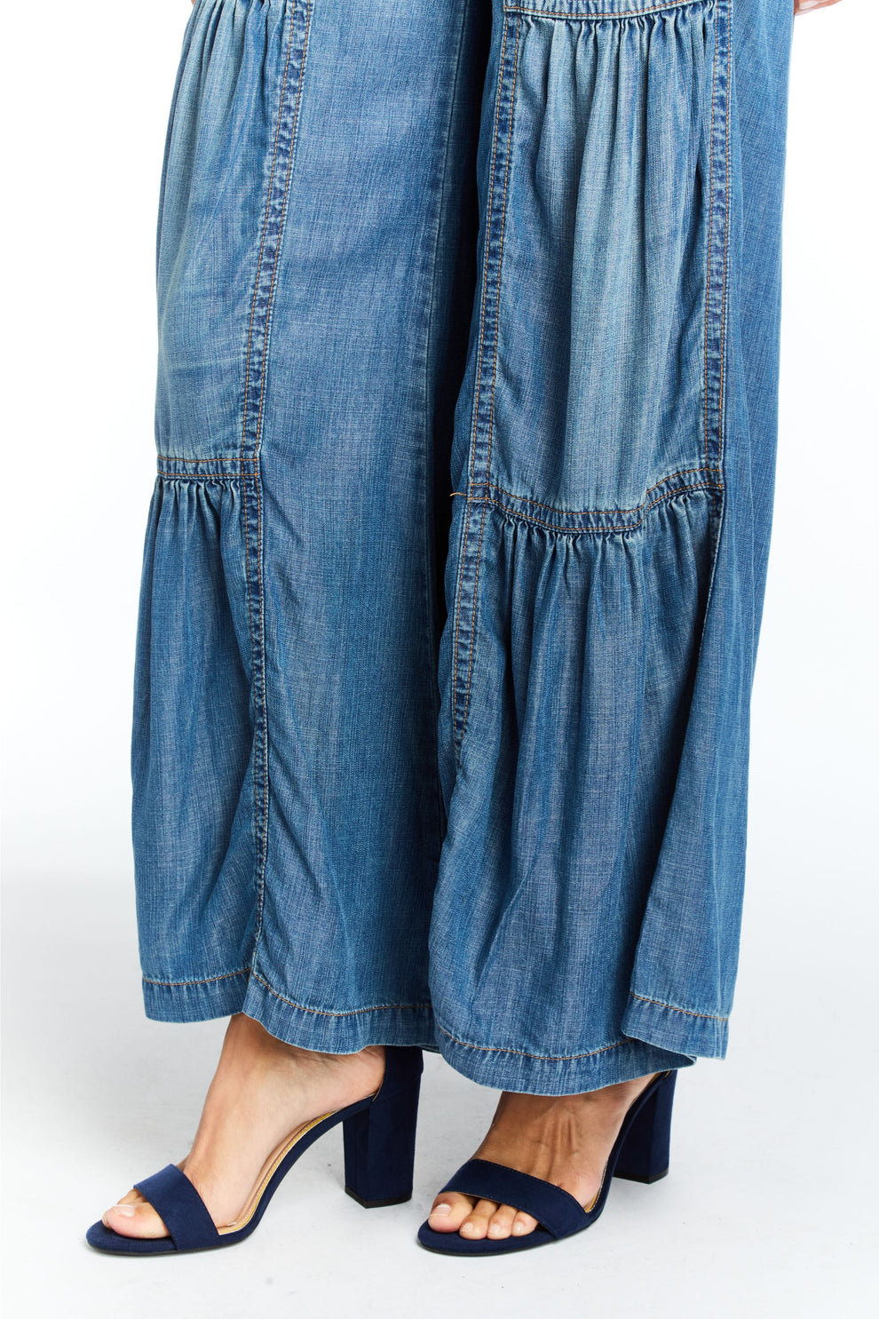 Caty drawstring tiered wide leg pant