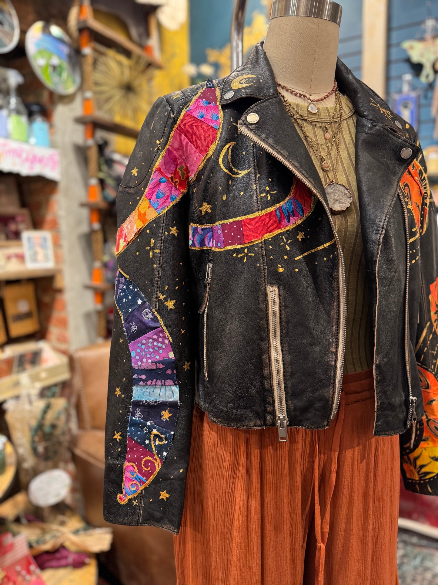 Celestial & Floral M. Leather Jacket -Debi Samuels*