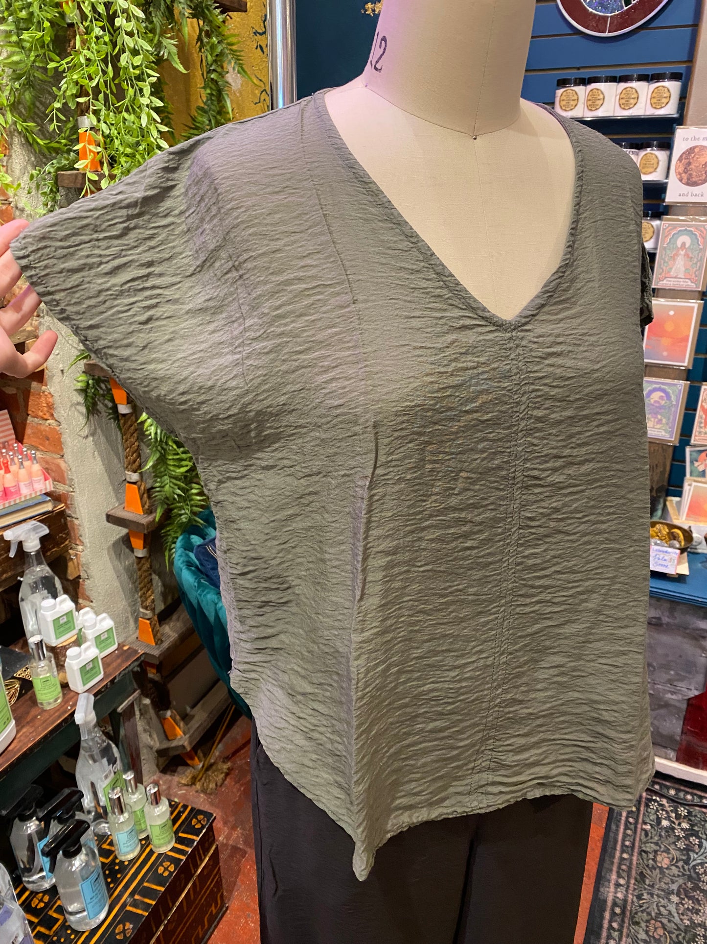V-Neck Popover Parachute Top - Clay