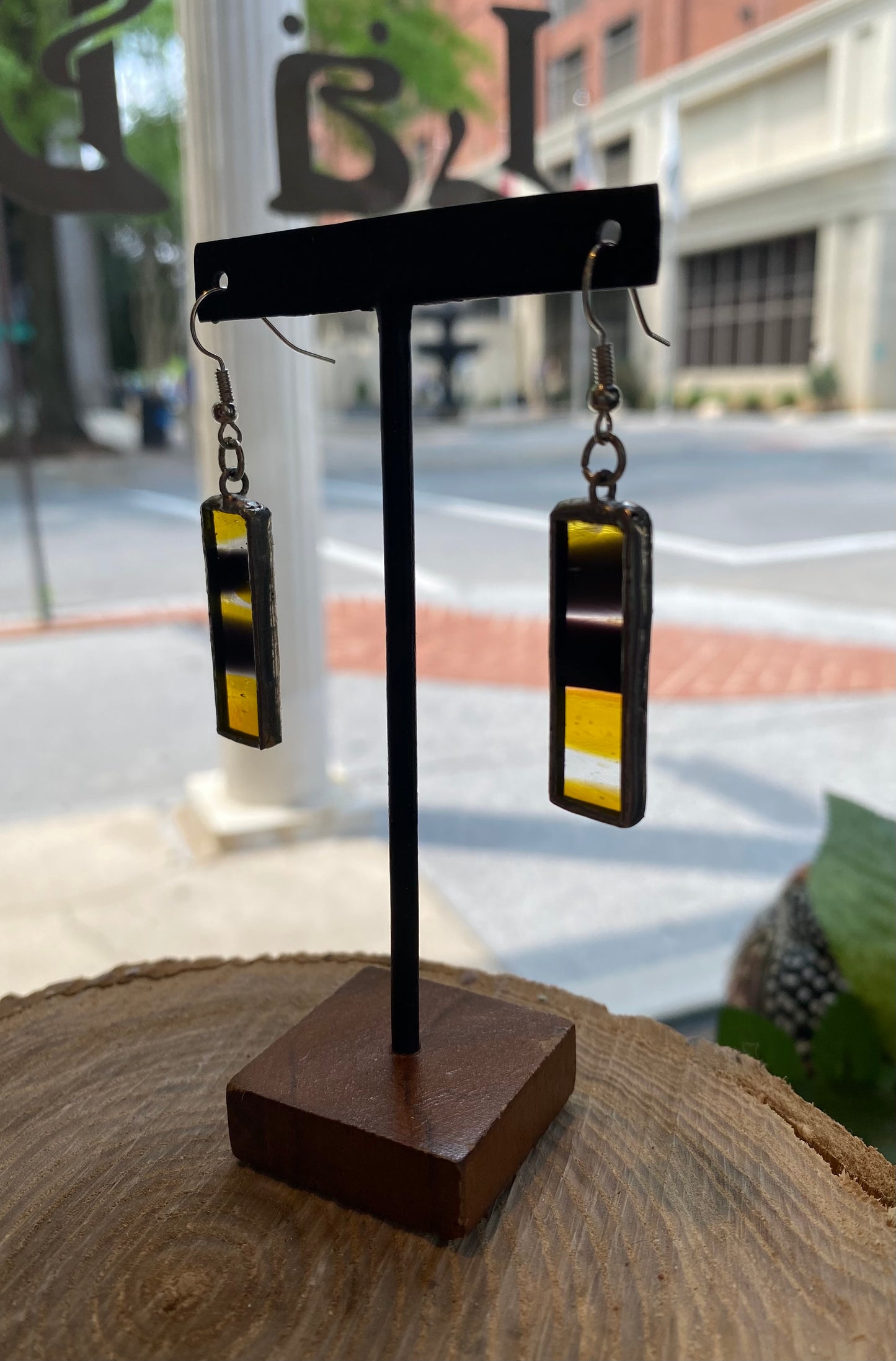 Stained Glass Rectangle Earrings - KC20*