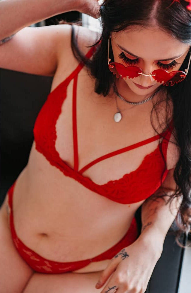 Cherry Red Lace Bralette - La De Da