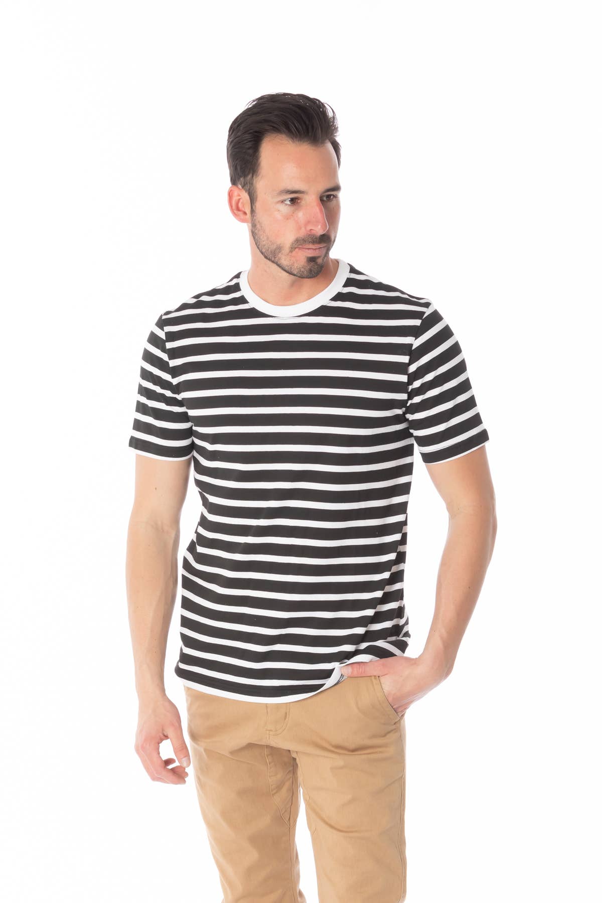 Hawks Bay Men's Stripe T-Shirt - BLACK