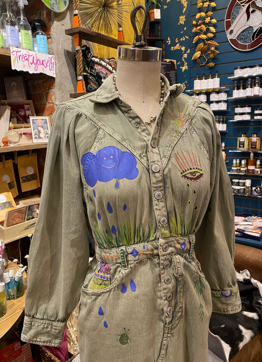 Snail Trail Free People Green Denim Dress - Sharayah Doty*