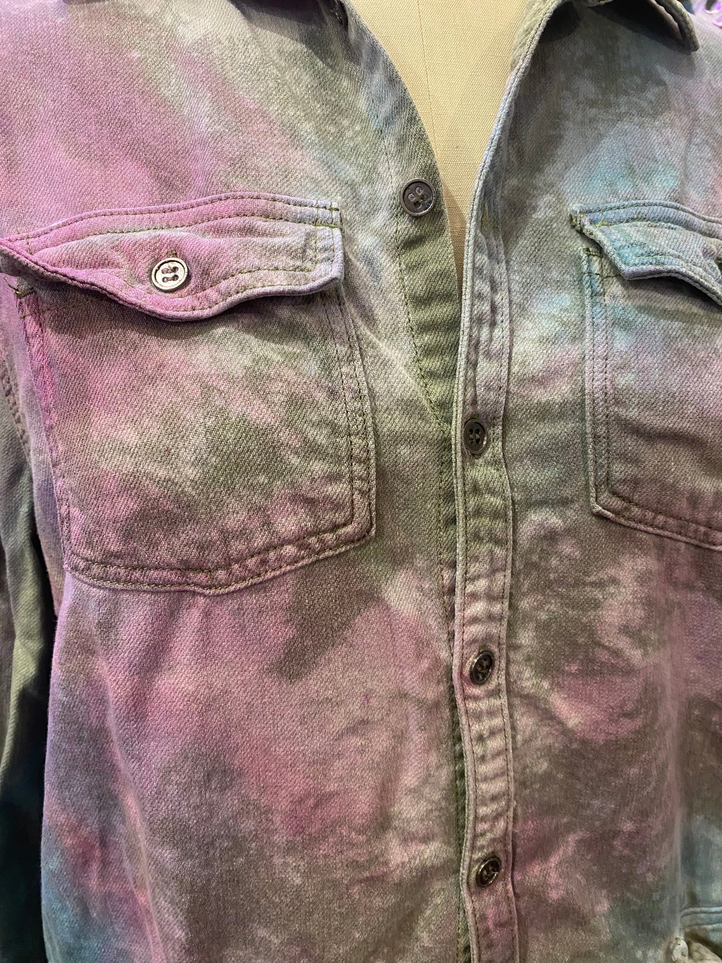 Custom Dyed Denim Jacket - Green Combo