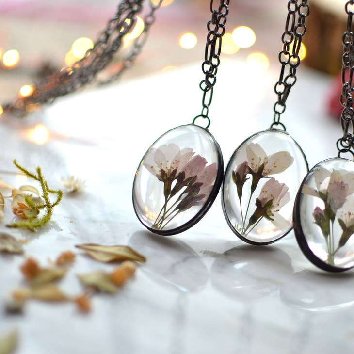 Pressed Cherry Blossom Necklace - La De Da