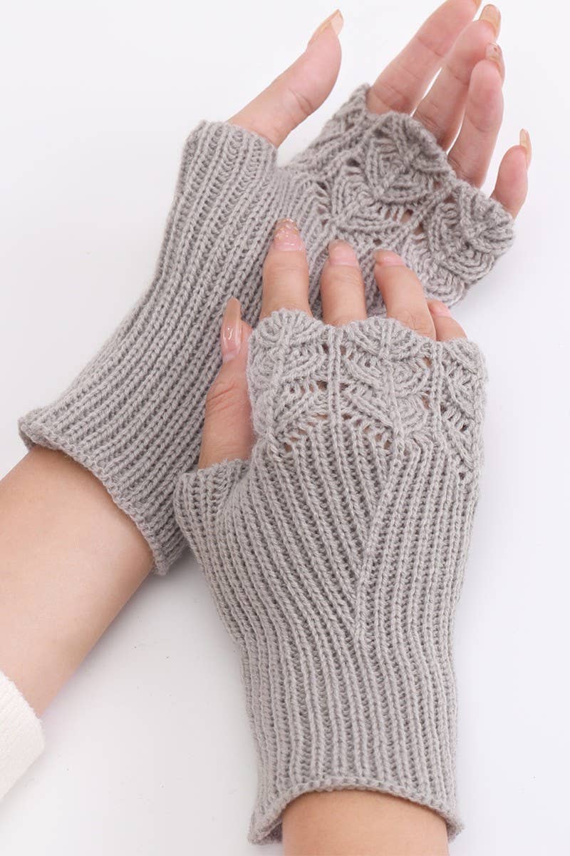 Knit Hand Warmers - Light Gray O/S