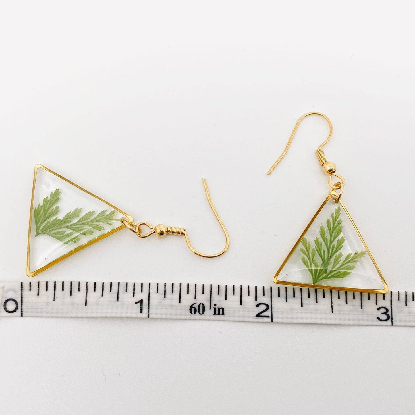 Dried Fern Leaves Pressed Plant Earrings