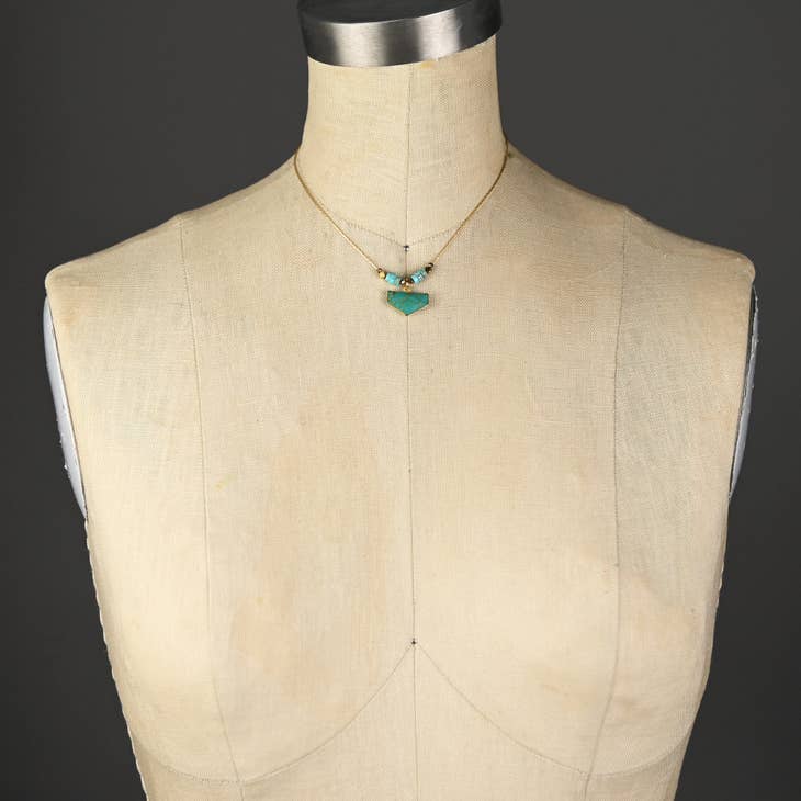 Half Shield Turquoise & Turquoise Jasper Necklace - La De Da