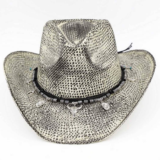 Handmade Vintage Cowboy Hat With Western Bull Head
